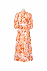 Floral Midi Dress with Side Cut-Outs - Rust