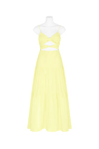 Midi Dress with Knot Detail - Yellow