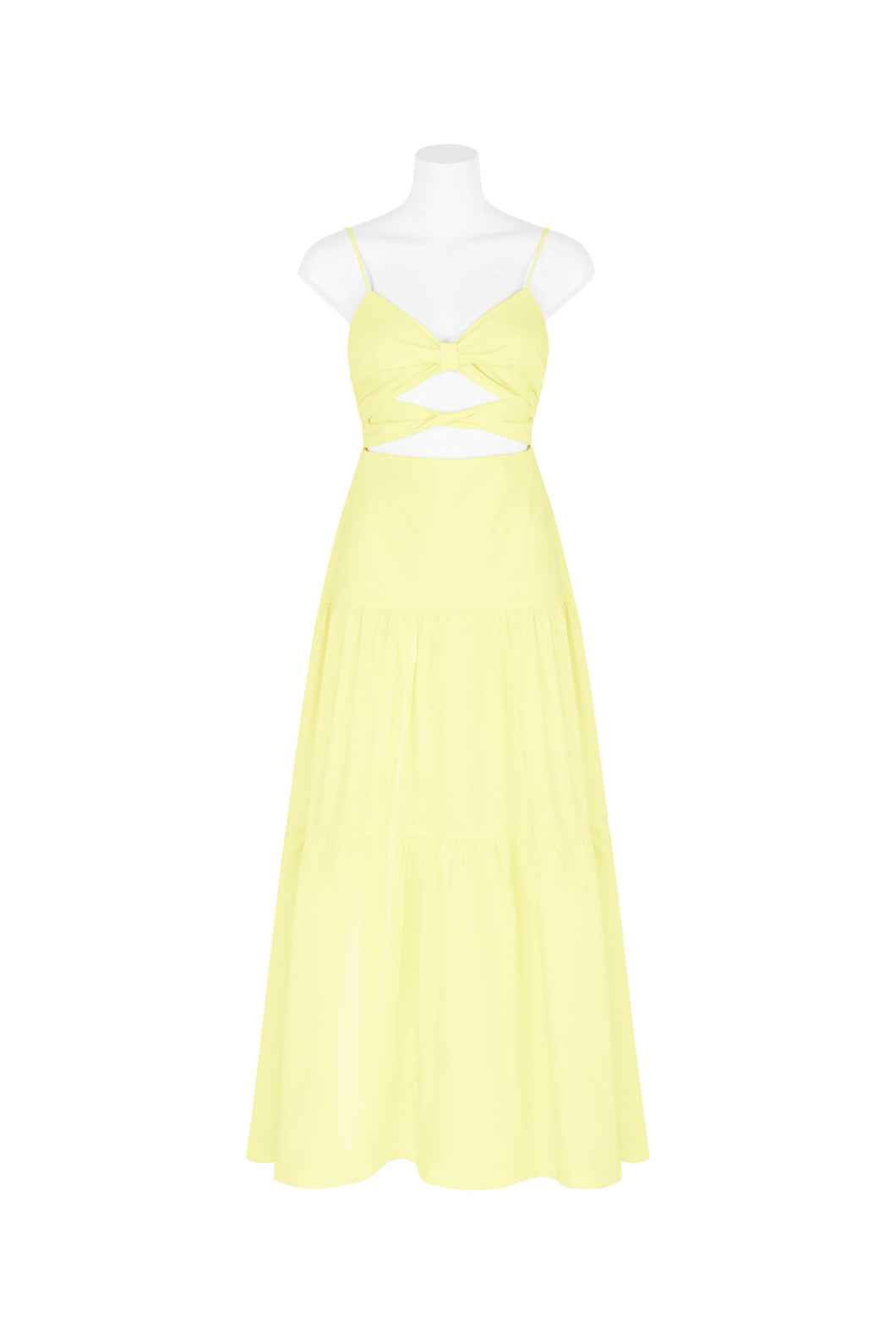 Midi Dress with Knot Detail - Yellow