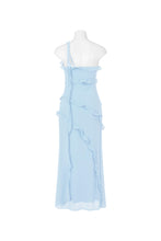 Load image into Gallery viewer, Blue Cocktail Midi with Ruffle Trims
