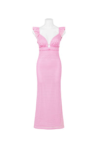 Pink Midi with Frill Trims