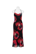 Load image into Gallery viewer, Midi Dress in Red Print with Cross-Back Ties
