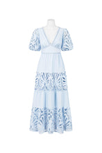 Load image into Gallery viewer, Blue Day Dress with Lace Detail
