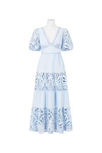 Blue Day Dress with Lace Detail