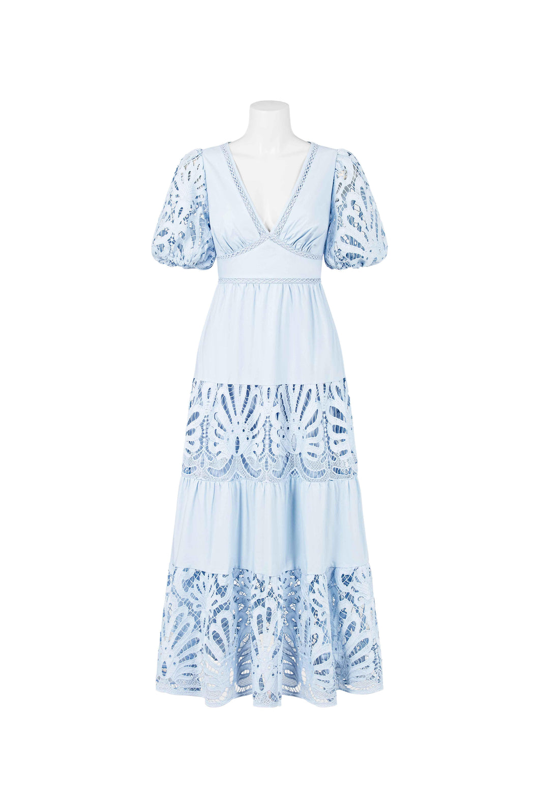 Blue Day Dress with Lace Detail