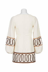 Cream Mini Dress with Billowed Sleeves