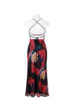 Load image into Gallery viewer, Midi Dress in Red Print with Cross-Back Ties
