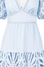 Load image into Gallery viewer, Blue Day Dress with Lace Detail
