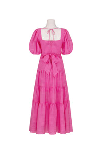 Pink Maxi Dress with Puffed Sleeves