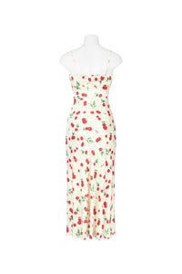 Cherry Print Cream Midi