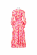 Load image into Gallery viewer, Pink Print Midi Dress with Waist Shirring
