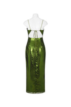 Load image into Gallery viewer, Metallic Green Midi Party Dress
