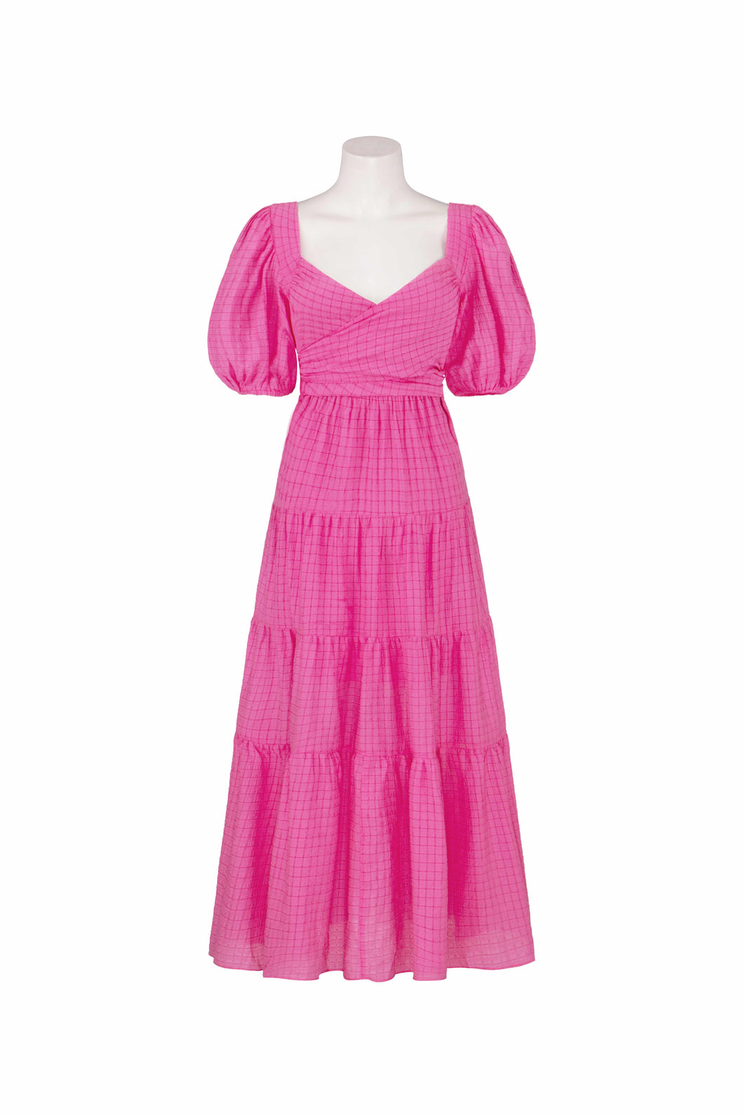 Pink Maxi Dress with Puffed Sleeves