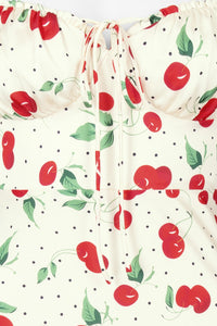 Cherry Print Cream Midi