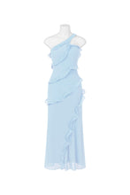 Load image into Gallery viewer, Blue Cocktail Midi with Ruffle Trims
