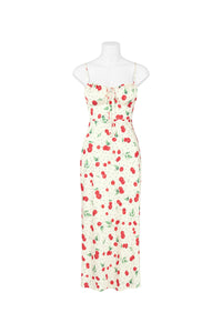 Cherry Print Cream Midi