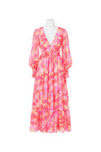 Load image into Gallery viewer, Pink Print Midi Dress with Waist Shirring
