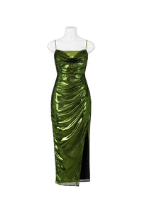 Metallic Green Midi Party Dress